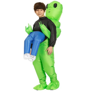 Green Alien Carrying Human Costume