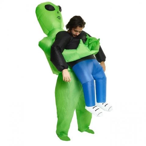 Green Alien Carrying Human Costume