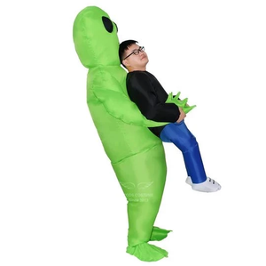 Green Alien Carrying Human Costume