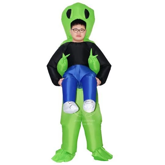 Green Alien Carrying Human Costume