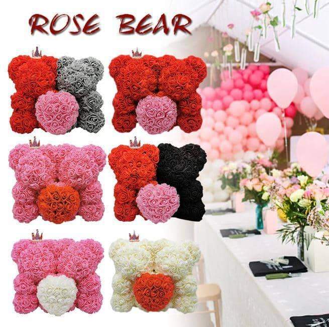 King & Queen Couple Rose Bear