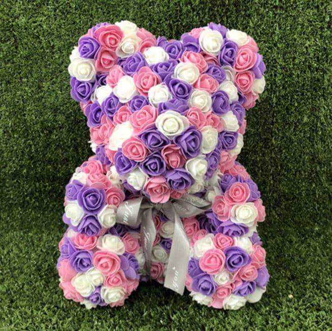 Multi-Colored Rose Bear