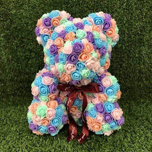 Multi-Colored Rose Bear