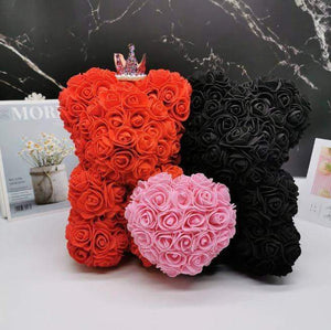 King & Queen Couple Rose Bear