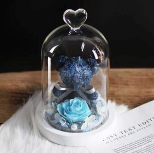 Rose Bear in Glass Dome