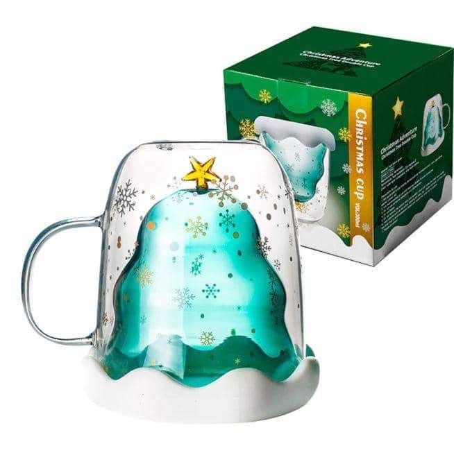 Christmas Tree Double Layer Glass Cup