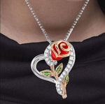 Heart Rose Pendant Necklace