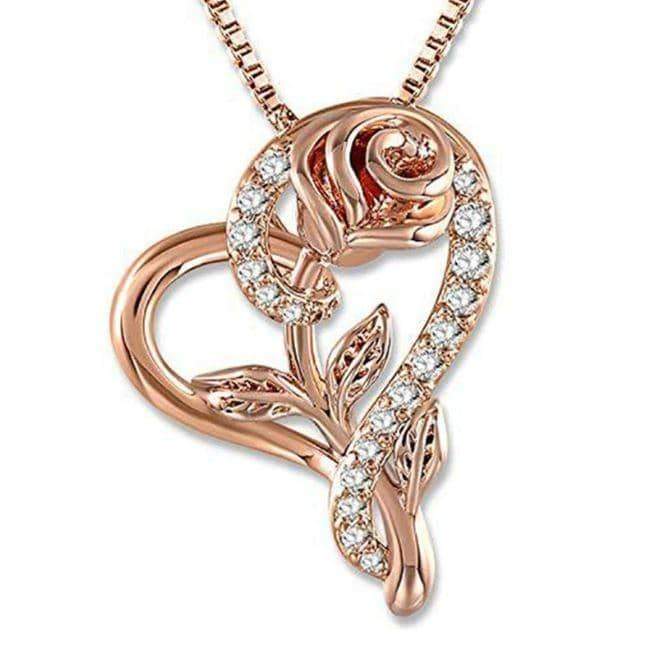 Heart Rose Pendant Necklace