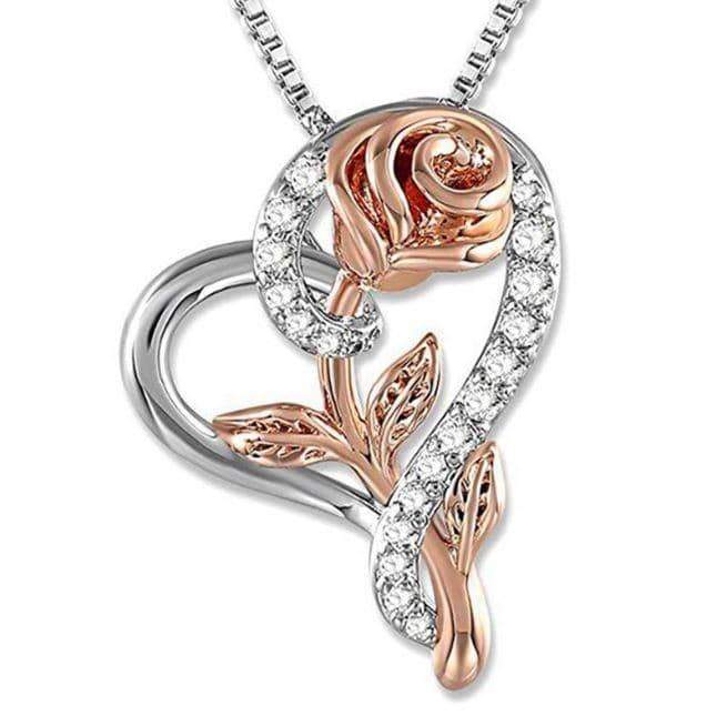 Heart Rose Pendant Necklace