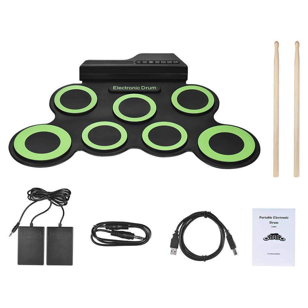 Portable Roll Up Electronic Drum Pad Set with Drum Sticks and Pedal