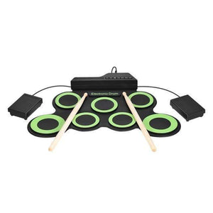 Portable Roll Up Electronic Drum Pad Set with Drum Sticks and Pedal