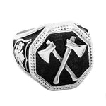 Stainless Steel Viking Battle Axe Ring