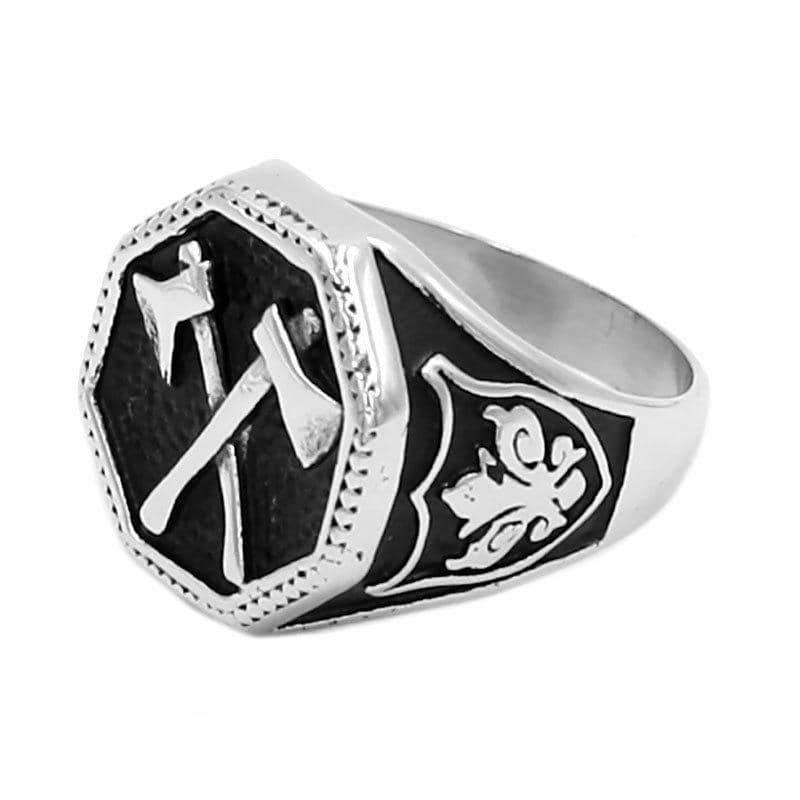 Stainless Steel Viking Battle Axe Ring